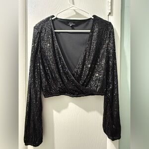 Black Sequin Women's Top